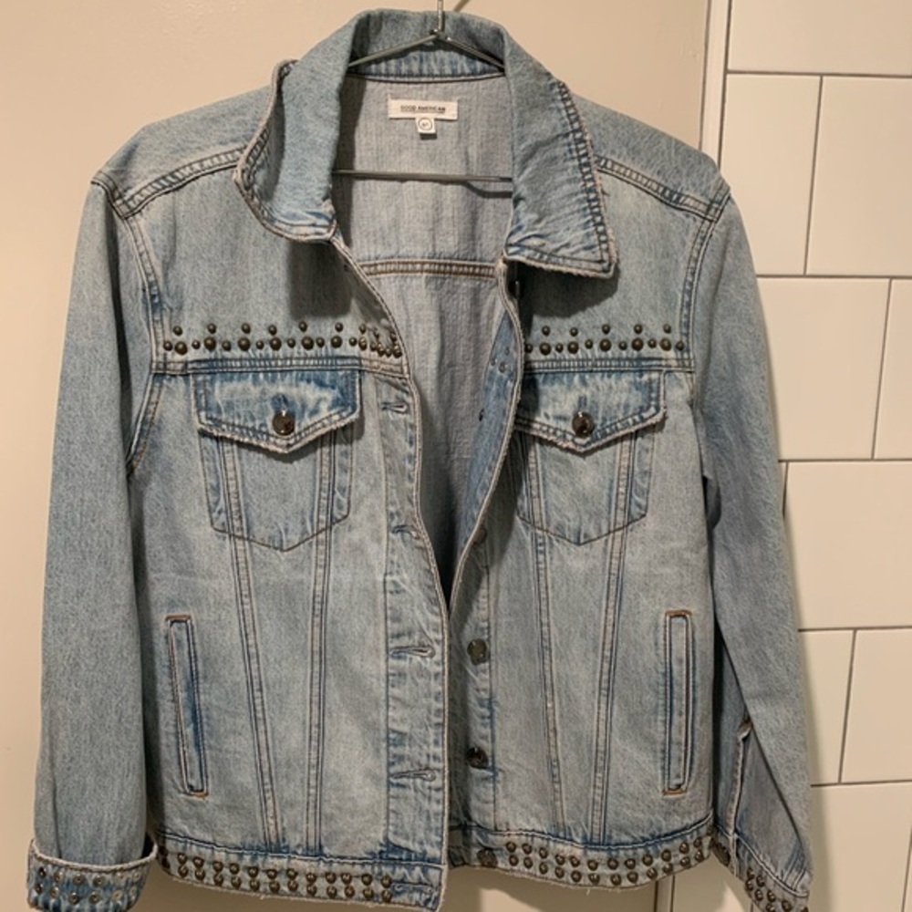 Good American | studded denim jacket